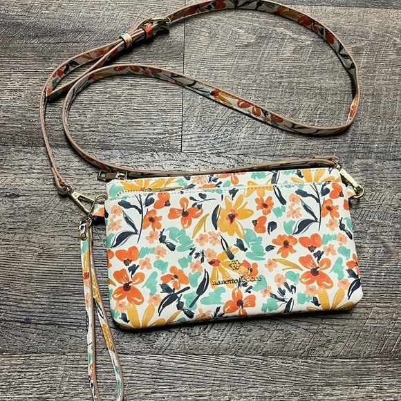 Nanette Lepore Handbags - Nanette Lenore Orange and Green Crossbody Bag Vibrant Floral Design